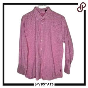 English Laundry Pink and White Plaid Long‎ Sleeve Button Down Top Size XL